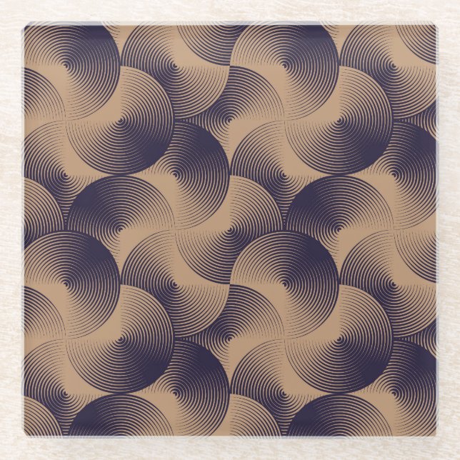 Optical Circles Illusion: Geometric Seamless. Glass Coaster (Front)