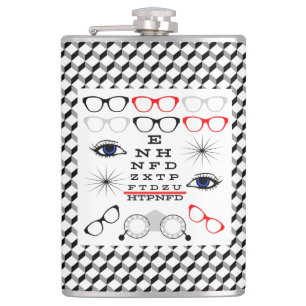 Optical Eye Chart Ophthalmologist Optician Pattern Hip Flask