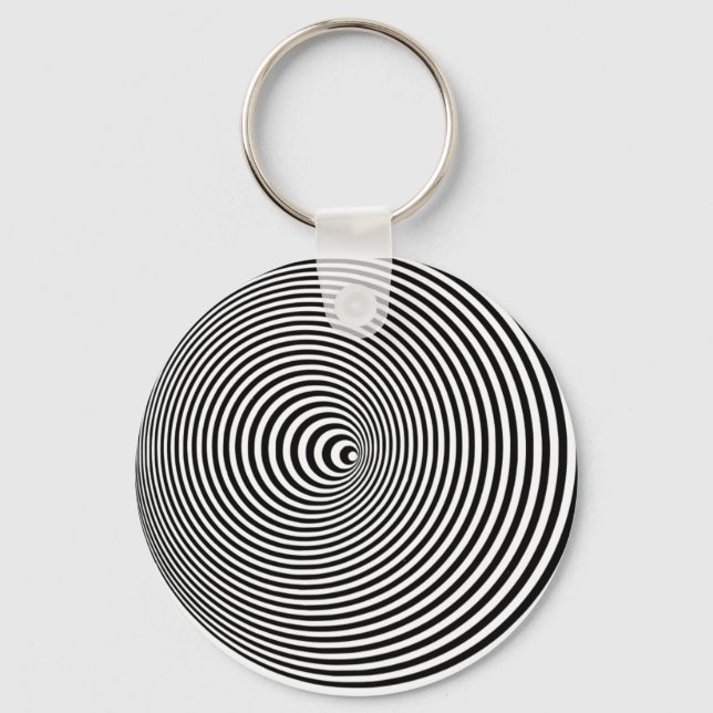 Optical illusion 3D white Optical 3 D Circle Key Ring (Front)