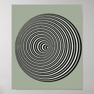 Optical illusion 3D white Optical 3 D Circle Poster