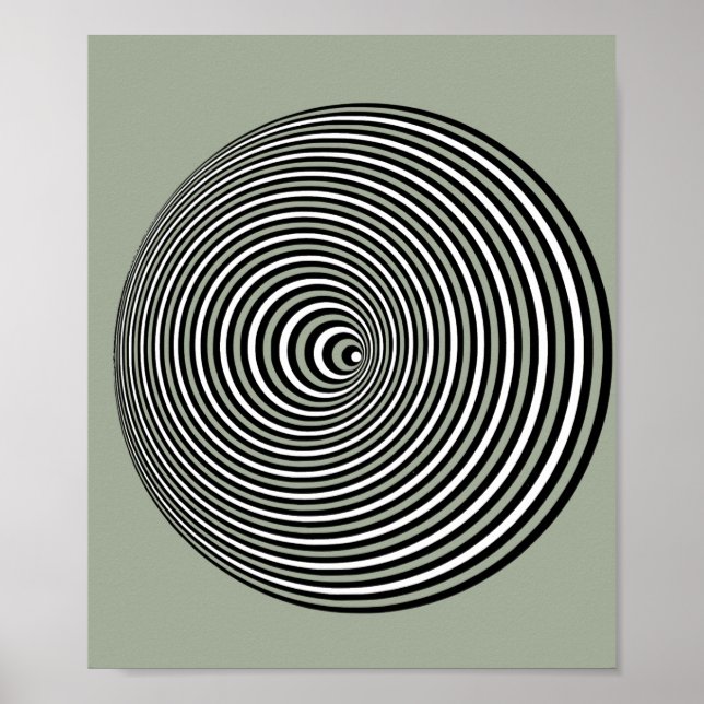 Optical illusion 3D white Optical 3 D Circle Poster (Front)