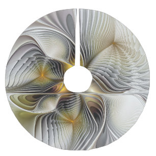 Optical Illusion Abstract 3D Fractal With Depth Brushed Polyester Tree Skirt