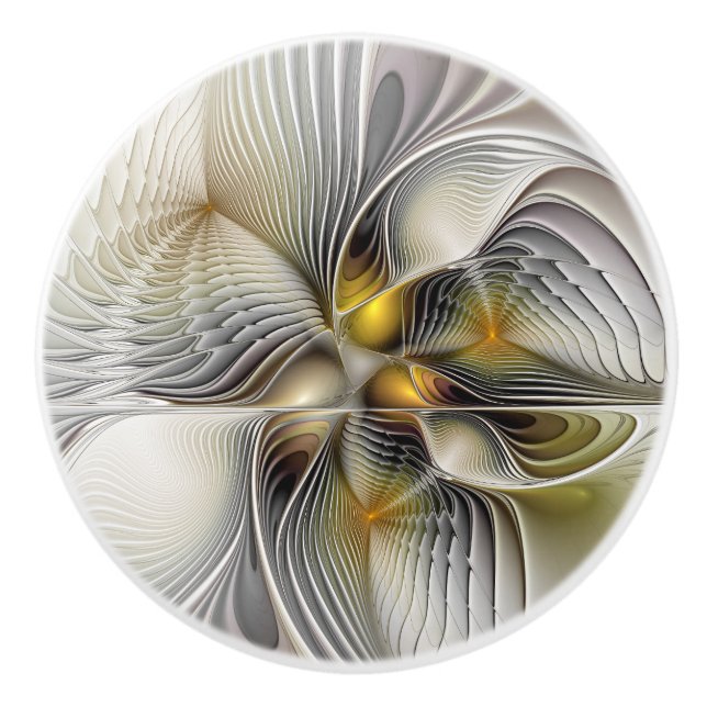 Optical Illusion Abstract 3D Fractal With Depth Ceramic Knob (Front)