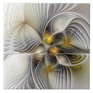 Optical Illusion Abstract 3D Fractal With Depth Ceramic Tile