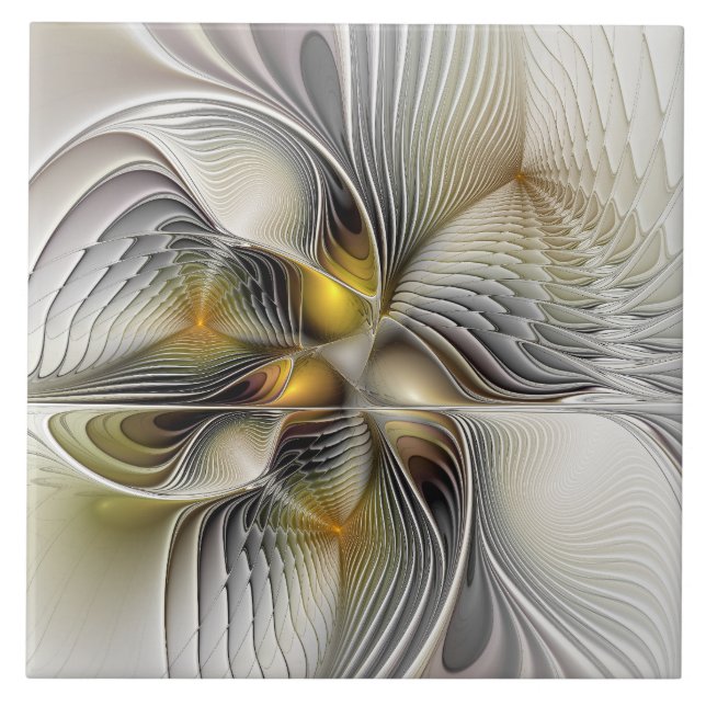 Optical Illusion Abstract 3D Fractal With Depth Ceramic Tile (Front)