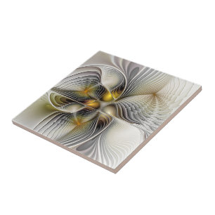 Optical Illusion Abstract 3D Fractal With Depth Ceramic Tile