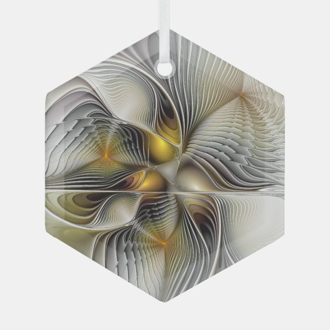 Optical Illusion Abstract 3D Fractal With Depth Glass Tree Decoration (Front)