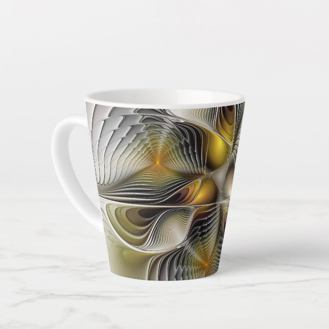 Optical Illusion Abstract 3D Fractal With Depth Latte Mug (Left Angle)