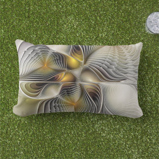 Optical Illusion Abstract 3D Fractal With Depth Lumbar Cushion (Grass)