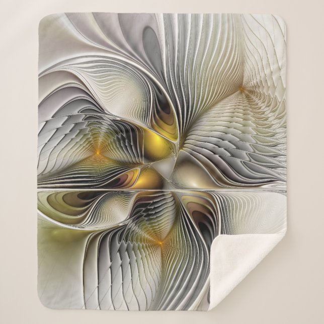 Optical Illusion Abstract 3D Fractal With Depth Sherpa Blanket (Front)
