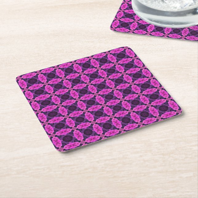 Optical illusion and neon bright square paper coaster (Angled)