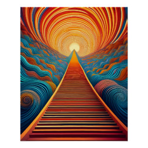 Optical Illusion Art – Vibrant Endless Path Poster