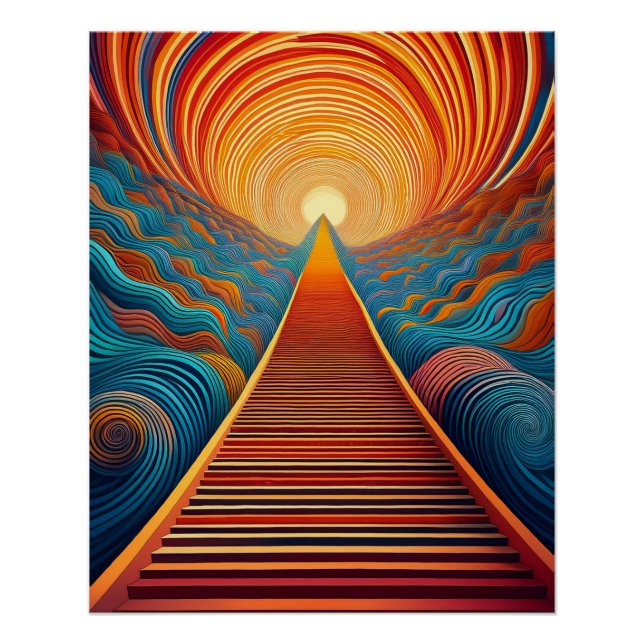 Optical Illusion Art – Vibrant Endless Path Poster (Front)