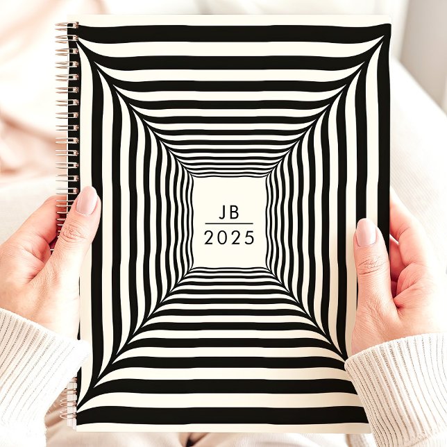 Optical Illusion Black and White Stripes 2025 Planner (Creator Uploaded)
