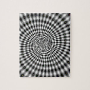 Optical Illusion Black and White Swirl Jigsaw Puzzle
