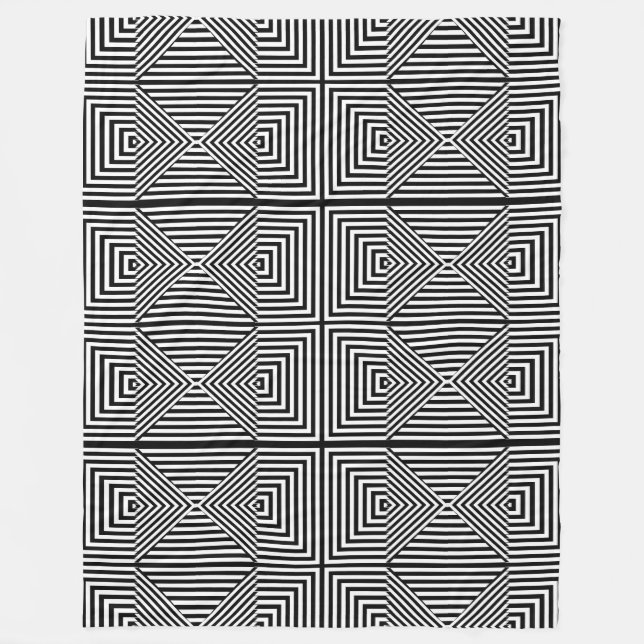Optical Illusion Black & White Geometric Blanket (Front)