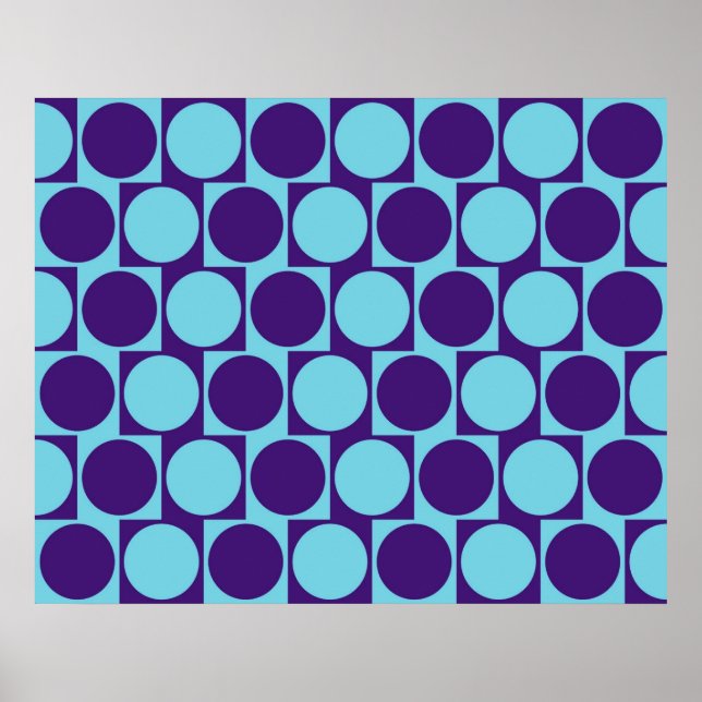 Optical Illusion Cafe Wall Effect Circles Blue Poster (Front)