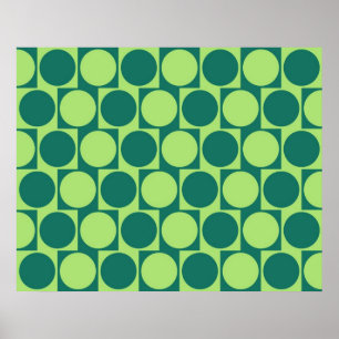 Optical Illusion Cafe Wall Effect Circles Green Poster