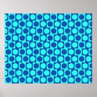 Optical Illusion Cafe Wall Effect Pentagons Blue Poster