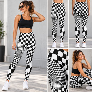 Optical Illusion  Chequerboard Op Art Pattern Leggings