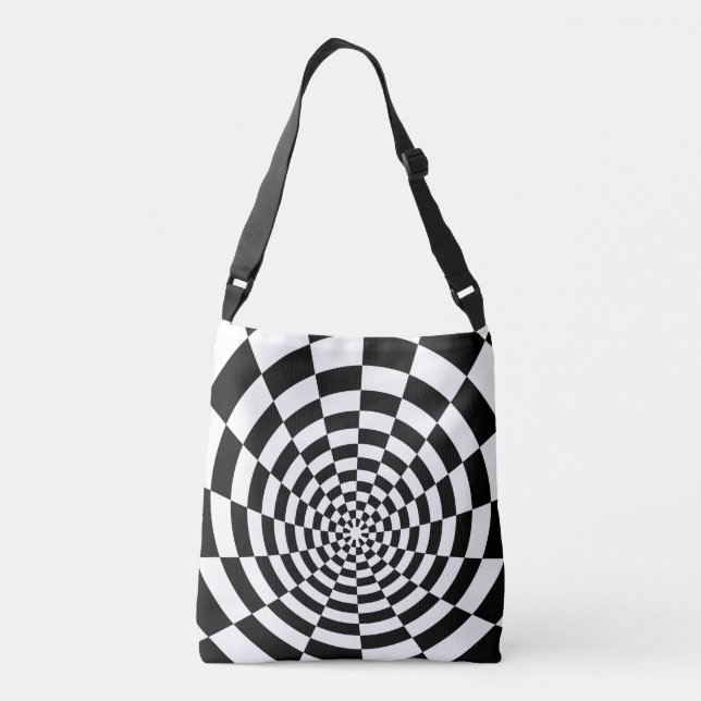 Optical Illusion chequered spatial pattern Crossbody Bag (Back)