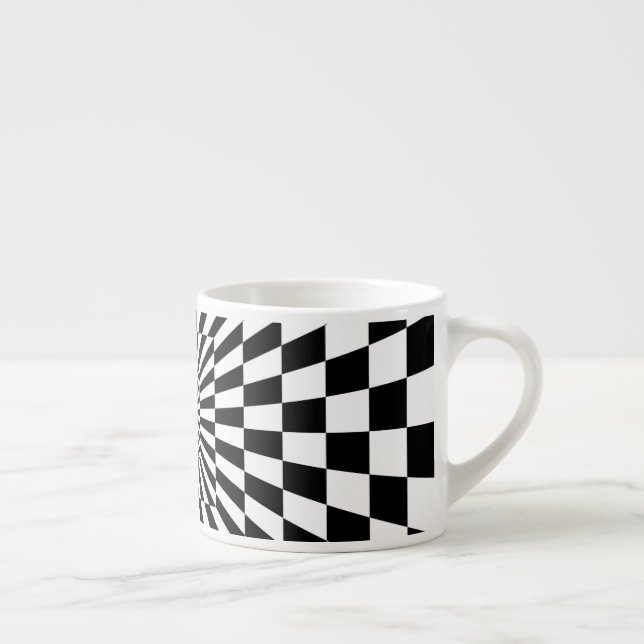 optical illusion chessboard tunnel espresso cup (Right)