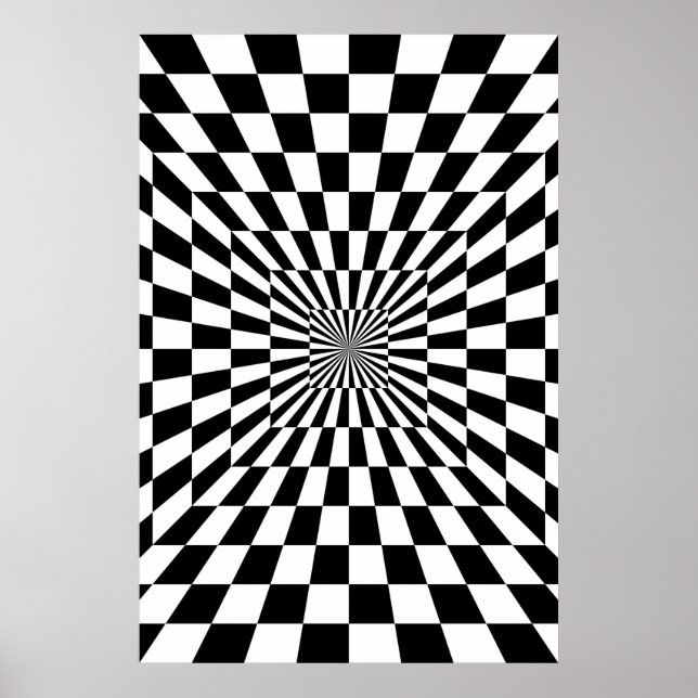 optical illusion chessboard tunnel poster (Front)