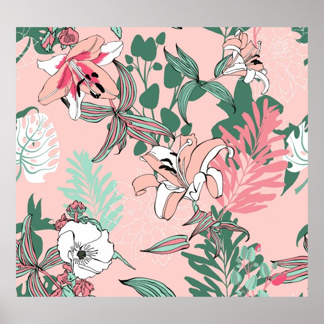 Optical Illusion Circles: Monochrome Seamless Patt Poster (Front)