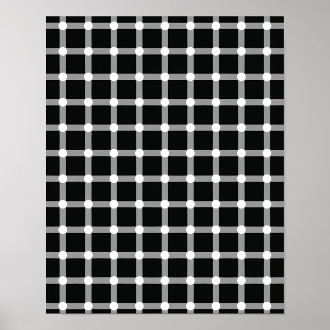 Optical Illusion Design Disappearing Black Dots Poster (Front)