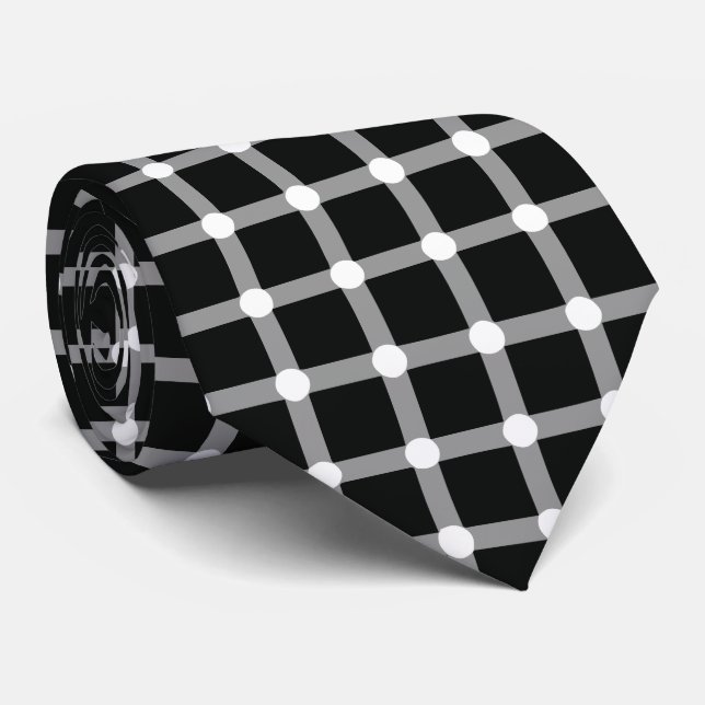 Optical Illusion Design Disappearing Black Dots Tie (Rolled)