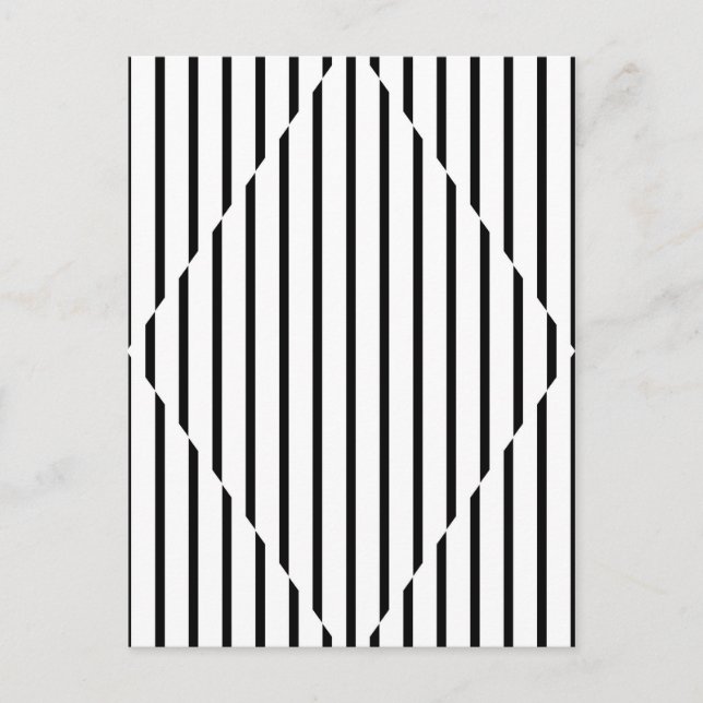 Optical Illusion Diamond Lines Black White Postcard (Front)