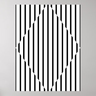 Optical Illusion Diamond Lines Black White Poster