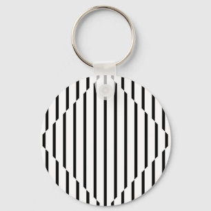 Optical Illusion Diamond Lines Black White Square Key Ring