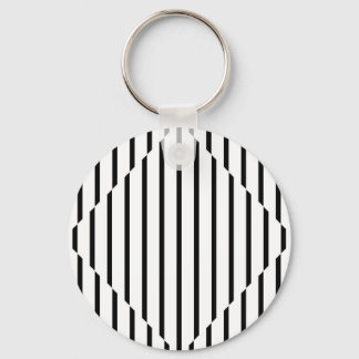 Optical Illusion Diamond Lines Black White Square Key Ring