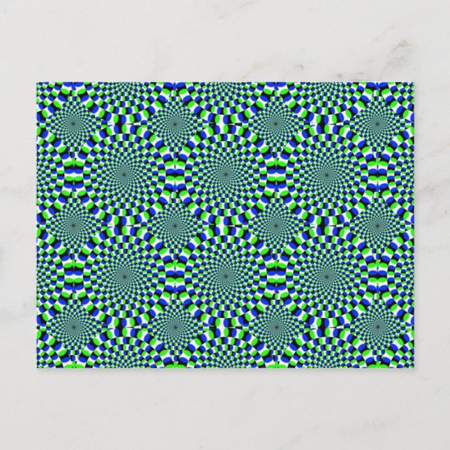 Optical Illusion Expansion Turning Wheels Spinning Postcard (Front)