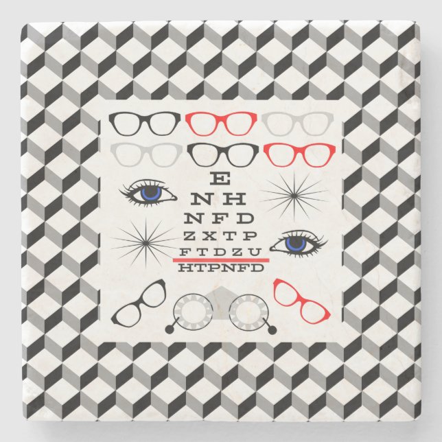 Optical Illusion Eye Chart Doctor Optician Pattern Stone Coaster (Front)