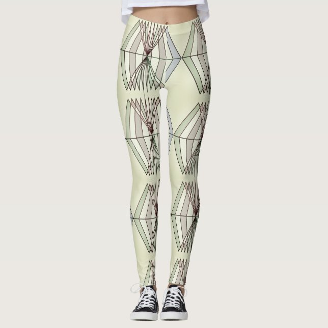 optical illusion geometric art pipes leggings (Front)