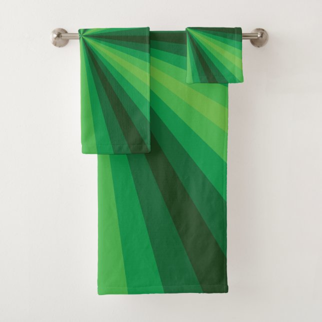 Optical Illusion Green Bathroom Towel Set (Insitu)