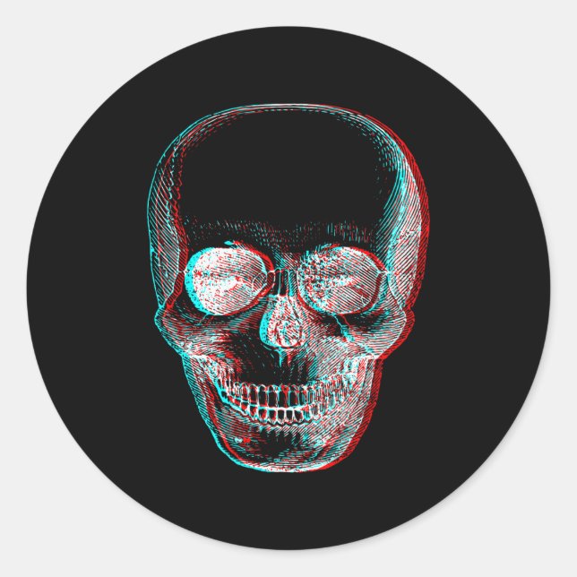 Optical Illusion Halloween Skeleton Skull  Classic Round Sticker (Front)