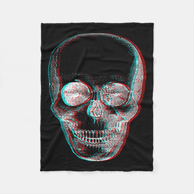 Optical Illusion Halloween Skeleton Skull  Fleece Blanket (Front)