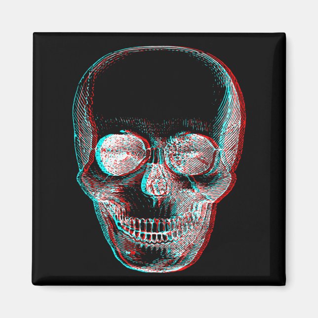 Optical Illusion Halloween Skeleton Skull  Magnet (Front)