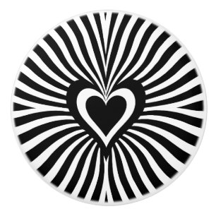 Optical Illusion Heart Wavy Radiating Ceramic Knob