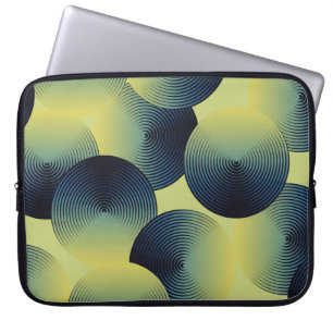 Optical illusion, linear circles, seamless pattern laptop sleeve