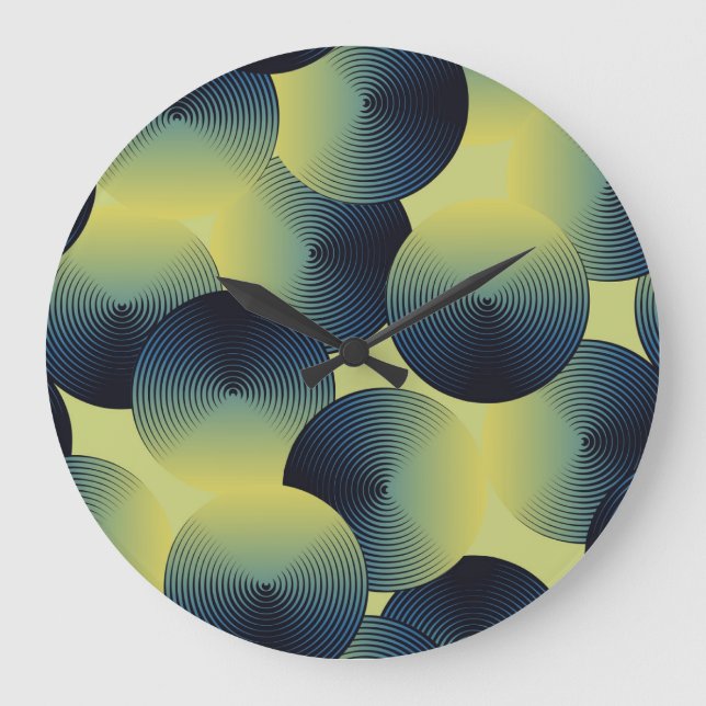 Optical illusion, linear circles, seamless pattern large clock (Front)