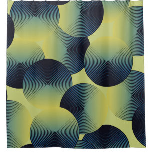 Optical illusion, linear circles, seamless pattern shower curtain