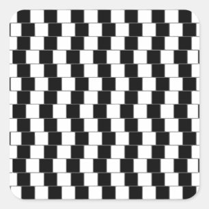 Optical Illusion Lines Squares Black Square Sticker