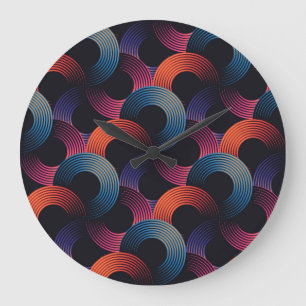 Optical illusion: metallic linear rings. large clock