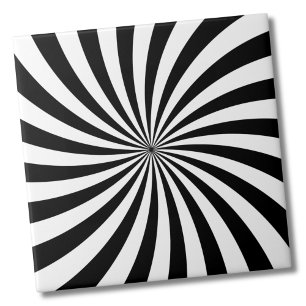Optical Illusion Moving Black and White Swirl Ceramic Tile