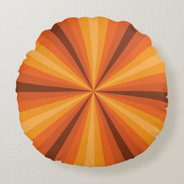 Optical Illusion Orange Round Pillow (Front)