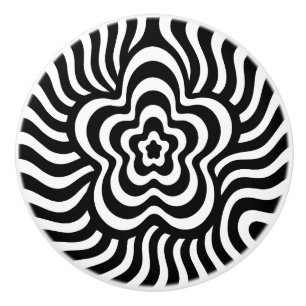 Optical Illusion Psychedelic Flower Ceramic Knob